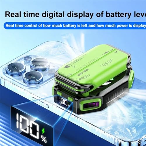Image of BLACK CROWN X111 Magnetic Phone Cooler - 7-Speed Adjustable RGB Semiconductor Radiator, Removable Battery Holder for Gaming & Streaming (Green).