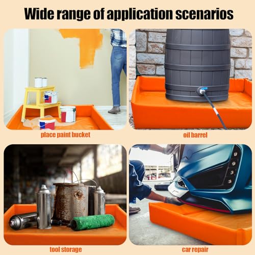 Image of Wettarn Folding Duck Pond 4' x 4' Portable Spill Containment Berm Wall Containment Berm (Orange)