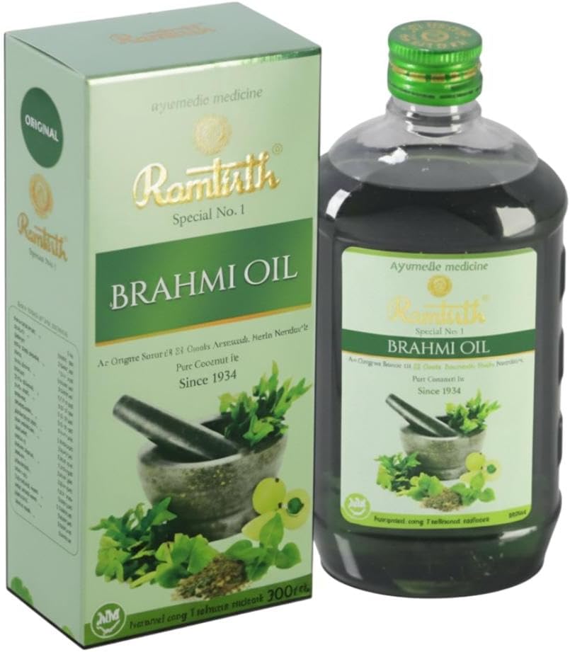 Ramtirth Brahmi Hair Oil - 300 Ml (Excellent For Dandruff, Brain, Sound Sleep And For Body Massage)