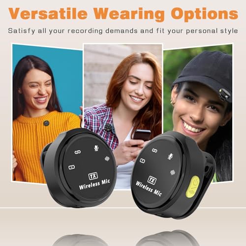 Image of GADGETSWEAR Dual Q08 Wireless Lavalier Microphone for YouTube, Vlogging, Podcasting, iPhone, Camera, PC, Lightning, Type-C, Plug & Play with Noise Cancellation, Video Recording, Interviews
