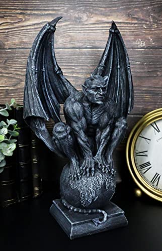 Ebros Devil's Carnal Grip On The World Lucifer Satan Crouching On The Globe Statue 11.75" Tall Occultic Church Of Satan Apocalyptic Sculpture #TOP5