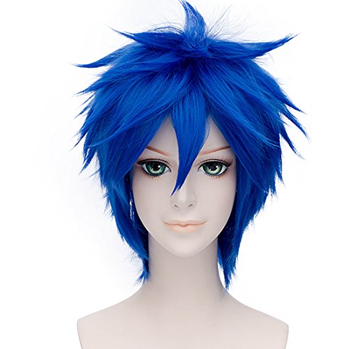 Alacos Unisex Short Spiky Natural Soft Sexy Daily Party Costumes Synthetic Anime Cosplay Wig + Free Wig Cap (Blue)