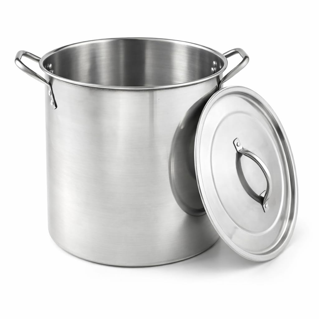 19 Litre Stock Pot with Stainless Steel Lid | Large Cooking Pot for Soup, Stew, Pasta and Brew Boiling | Heavy-Duty Stainless Steel Cookware for Home Kitchen