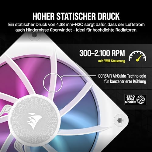 CORSAIR iCUE LINK RX120 RGB 120mm PWM-Lüfter – Einzelpackung, Weiß – Ansicht 5