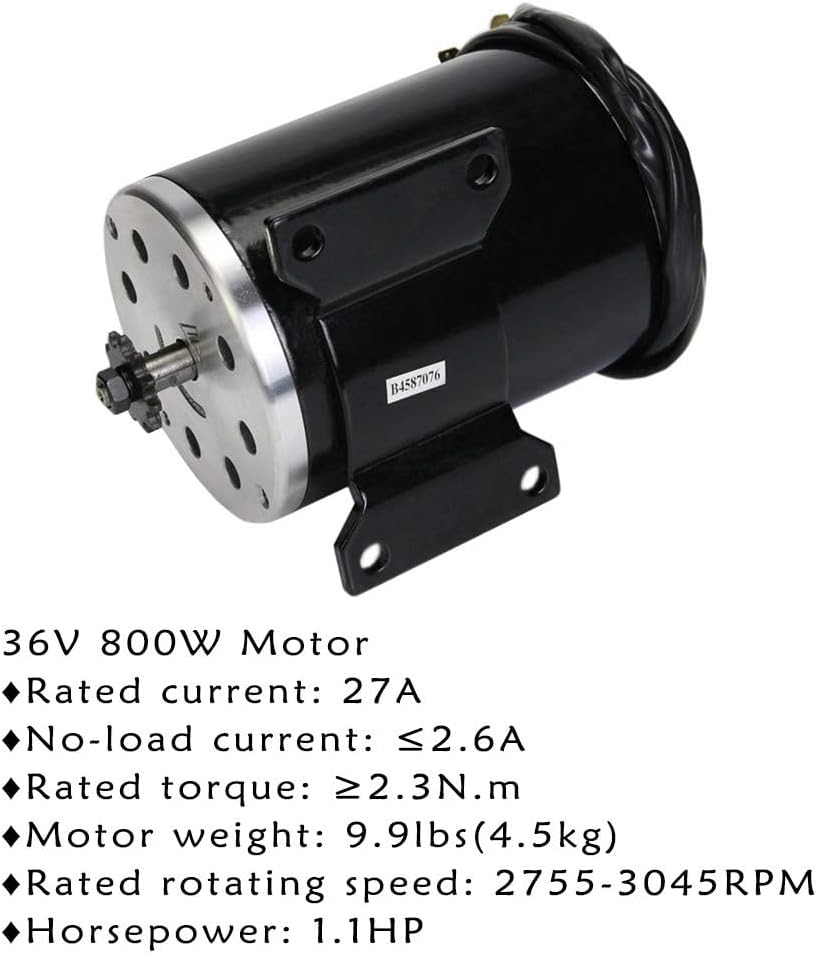 800W 36V DC Brushed Electric Motor Kit with Speed Controller & Twist Throttle & 25H Chain Sprocket & Reverse Switch for Electric Go Kart Scooter E Bike ATV