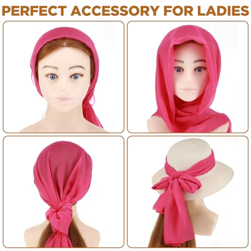 12 Pieces Solid Color Chiffon Scarf for Women Fashion Soft Breathable Silk Lightweight Accent Scarfs, 12 Colors4