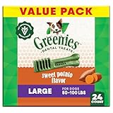 Greenies Veterinarian-Recommended Adult Natural Dental Dog Treats Large Size, Sweet Potato Flavor, 36 oz. Pack, 24 Count