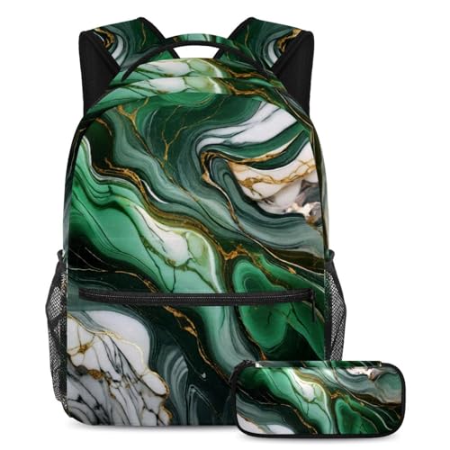 Texture marbre vert pour ce sac d'école enfants design