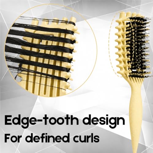 Image of Curly Hair Brush Candybrush Curl Defining Brush for Detangling Shaping and Defining Curls for Women, Men, Wet & Dry Hair (Creamy Yellow)