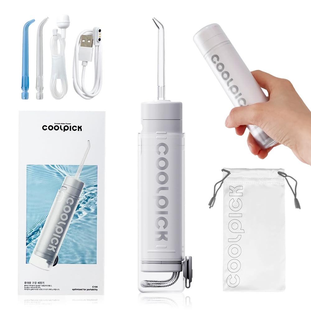 CoolPick Mini Water Flosser Travel Size – Portable Cordless Oral Irrigator, 3 Modes, IPX7 Waterproof, Teeth Cleaner for Braces and Gum Care, Compact