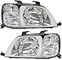 Evan-Fischer Headlight Set Compatible with 1997-2001 Honda CR-V Left Driver and Right Passenger Side Halogen