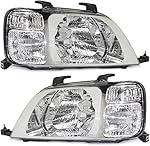 Evan-Fischer Headlight Set Compatible with 1997-2001 Honda CR-V Left Driver and Right Passenger Side Halogen