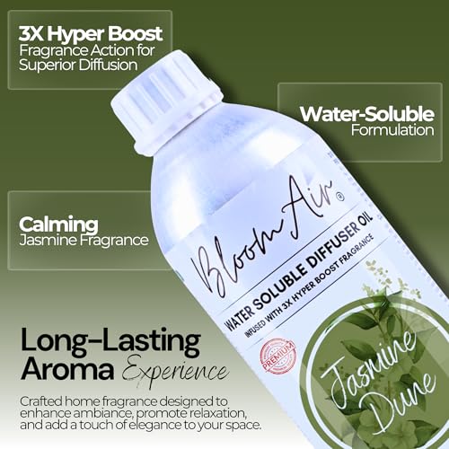 Image of Jasmine Dune Diffuser Oil for Home Fragrance, 1 Litre Refill, Water-Soluble, Strong & Long-Lasting Aroma Infused with 3X Hyper Boost Action for use in Home and Office