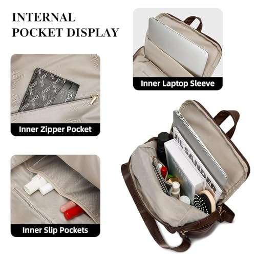 Image of KKXIU Backpack Purse for Women - PU Leather Ladies Backpack for Daily with Anti-Theft Lock Pocket, Small Daypack with Luggage Strap & Water Bottle Pockets (Coffee)