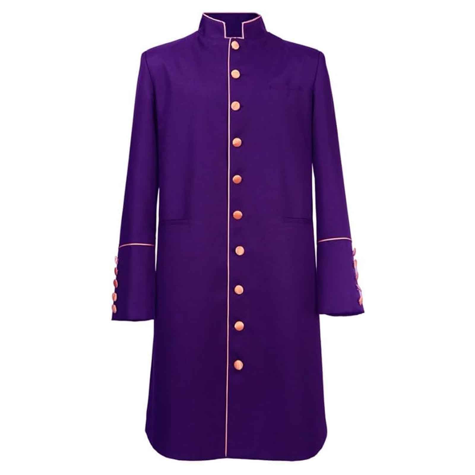 Guanee Unisex Purple Men's Short Jacket Clergy Robes Choir Coat Pastor Priest Stand Collar Preacher Minister Costume (X-Large,)