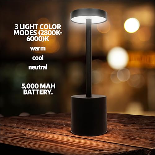 10 Pack - Black Rechargeable Cordless Table Lamps, Portable LED Desk Lamps, Dimming 5000mAh Rechargeable Battery Powered LED Lighting for Restaurant,Bar, Bedroom, Outdoor, Party by Upper Midland Products - Image 4