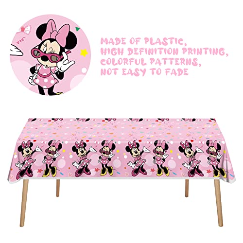 3Packs Pink Cartoon Mouse Princess Tablecloth For Little Girls Kids Theme Party Supplies Outdoor Decorations Decor,108 * 180Cm #TOP4