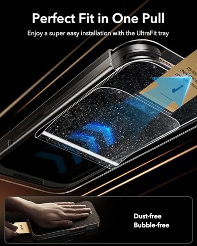 Image of ESR Accessory Glass by Corning 3 Pack 9H+ Glass for iPhone 16 Pro Max Screen Protector, Military Grade Shatterproof & Durable with UltraFit Tray
