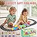 Funwee Steam Track Train Set for Toddlers, Magnetic Connection Train Toys w/Lights & Sounds, Electric Cartoon Choo Choo Train, Toy Train Christmas Birthday Gift for Toddlers 2 3 4 5+ Boy Girl (Blue)
