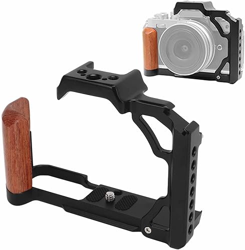 Jaula de cámara para Nikon ZFC, jaula de video de cámara de aleación de aluminio con mango de madera, con orificio de tornillo de 1/4 de pulgada y