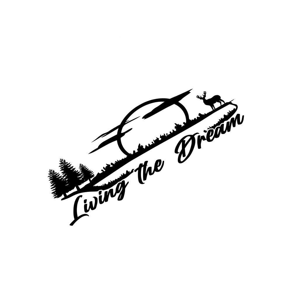 Dabhuoc Glossy Black Van Camper Graphics Living The Dream Moon Decor Decals Vinyl Cover Accessories(Glossy Black)