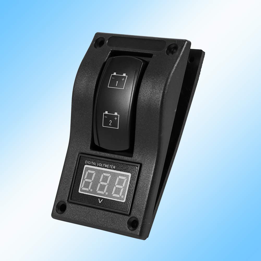 Qiilu 12 V DC Marine Boot Voltmeter LED Panel Dual Battery Test Rocker Schalter ON-OFF-ON Nockenschalter