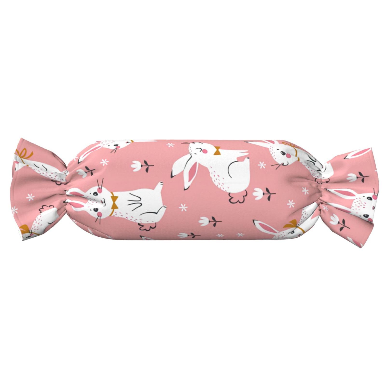 Cute White Rabbit Print Candy Cylindrical Pillow Bolster Pillows Softness Bedroom Yoga Travel Home Decor