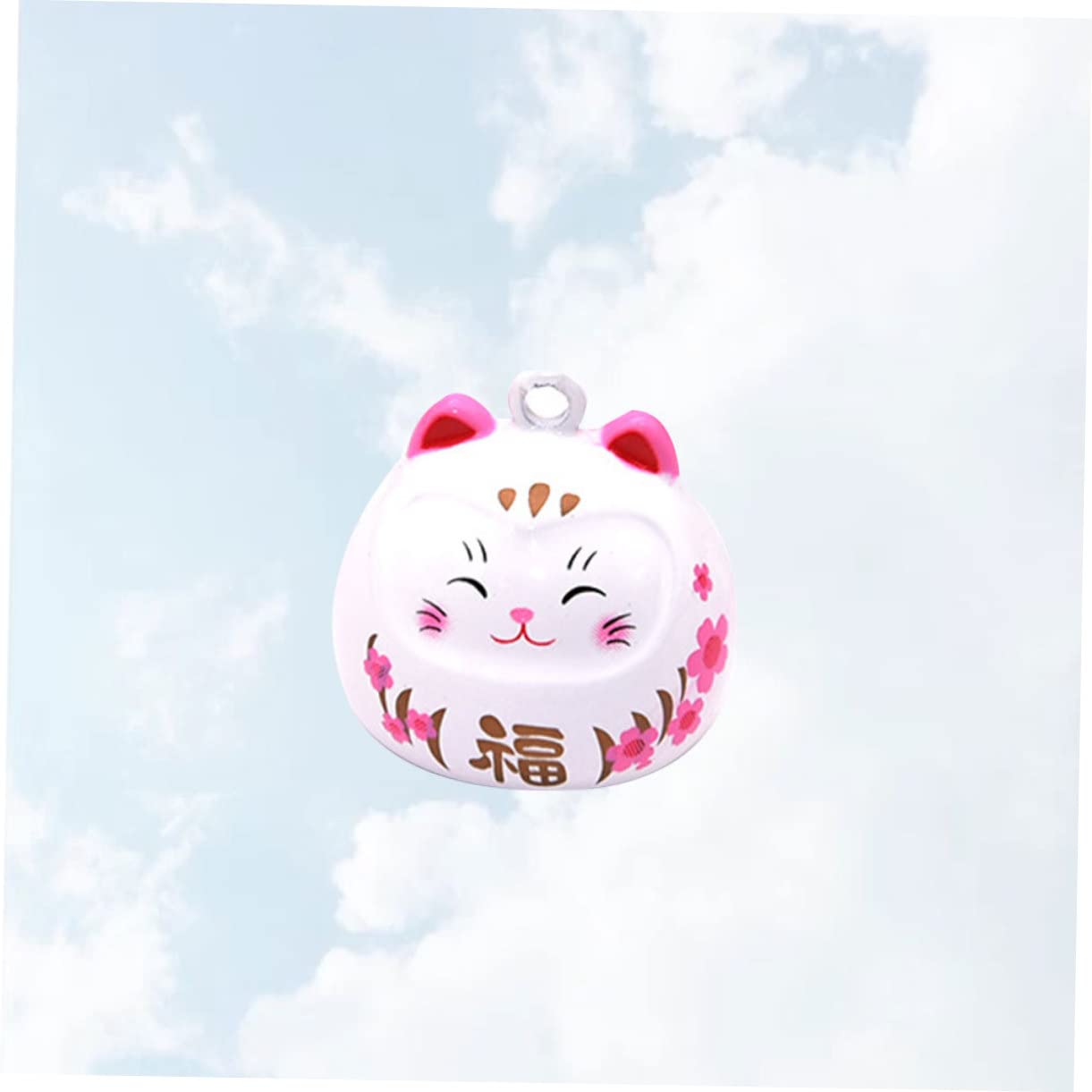 Petit Pendentif Cloche Japonaise Cuivre avec Chat Décor Porte-clés Et Cartable Accessoire Suspendu pour DIY Bruit Eau Blanc
