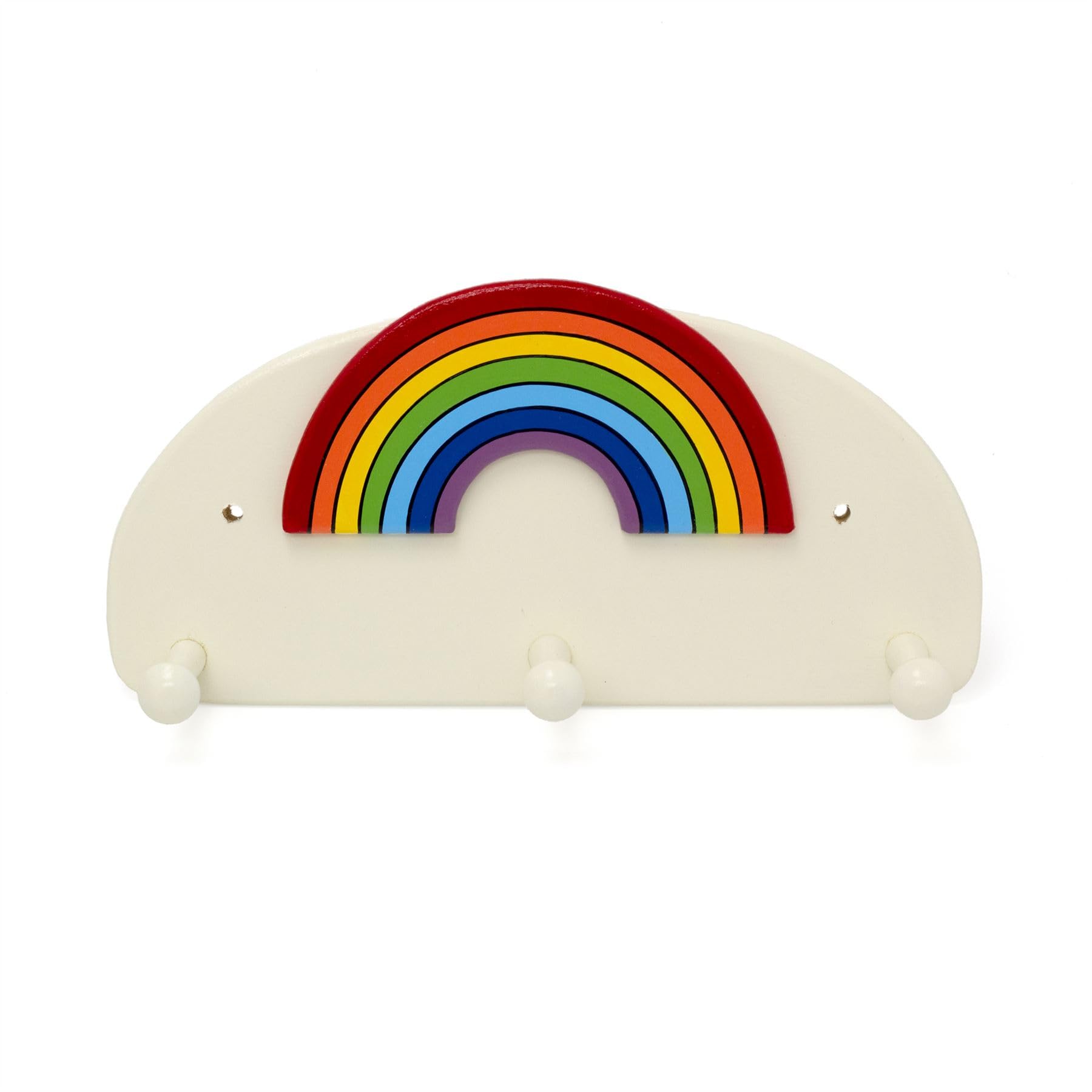 Children's Rainbow Coat Rack Wall Mounted Wooden Coat Hooks | Child's Bedroom Nursery Decorative Wall Hooks | 3 Hook Coat Peg Kids Coat Hangers for Wall - Handmade in UK