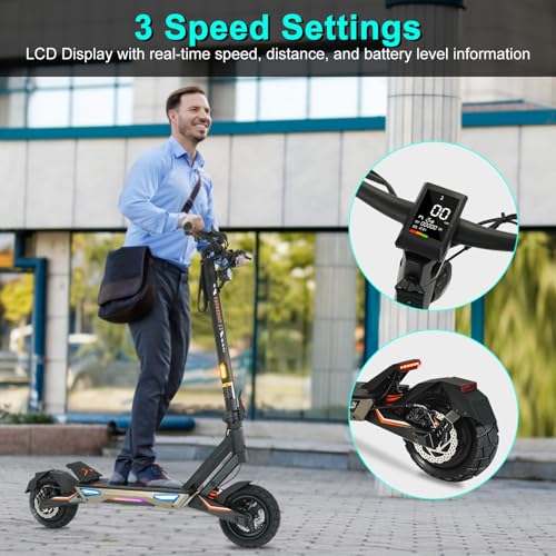 Image of Electric Scooter Adults 1600 /4000 /6000W Motor 50 Miles Long Range & 40 /45 /50 MPH Top Speed 10 inch Off Road Tire Folding E-Scooter 60V /48V 20.8AH Battery Kick Scooter with Detachable Seat for Commuter