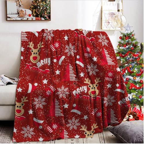 Weihnachts Kuscheldecke 130x150cm, Sofa Decke Weihnachten, Weiche...