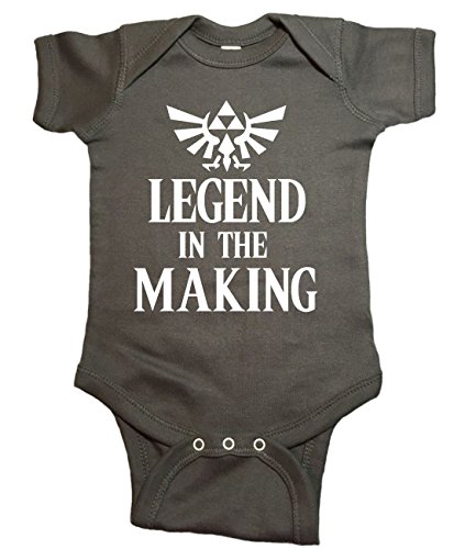 Zelda One Piece Legend in The Making Bodysuit (6 Month, Charcoal)