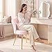 BestGlory Petal Makeup Vanity Chair with Back, Flower Chair Comfy No Wheels for Girls Women, Makeup Chair with Golden Metal Legs & Lumbar Pillow for Living Room/Makeup Room/Bedroom/Home Office - Pink