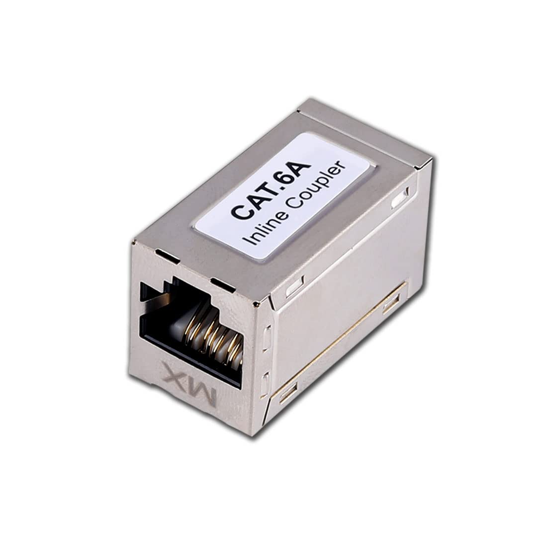 mx cat 6a inline coupler (shielded) – 8p8c rj45 ethernet cable extender adapter, female to female lan connector for cat6/cat6a/cat5e cable, network extension joiner plug