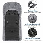 Zamboo Winter Fußsack 3M für Kinderwagen & Buggy - leichter Universal Thermo Winterfußsack mit warmer Thinsulate Füllung, Anti-Rutschschutz, Mumien Kapuze und Tasche - Grau