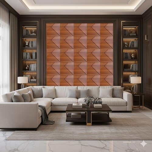 Image of Kayra Decor 3D PVC Wall Panels for Bedroom & Living Room | Fluted 1 Design | Wooden Color | 19.7 x 19.7 Inch | Pack of 18 | 48.42 Sq Ft