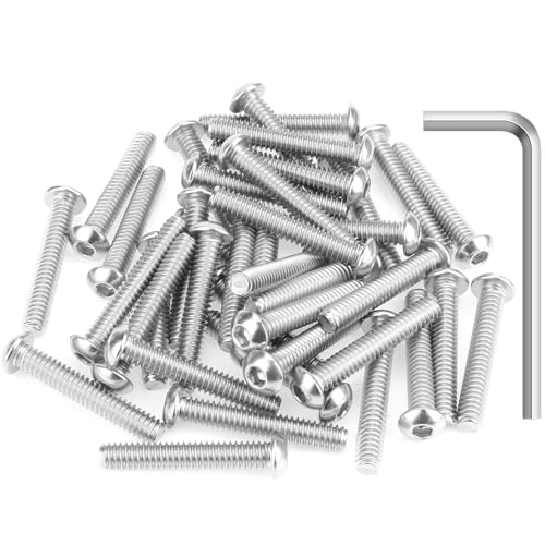 Image of 40 Pieces 1 /4-20 x 1-1 /2 inch Button Head Socket Cap Screws Bolts, HELIFOUNER 304 Stainless Steel (18-8) Screws, Bright Finish, Fully Threaded