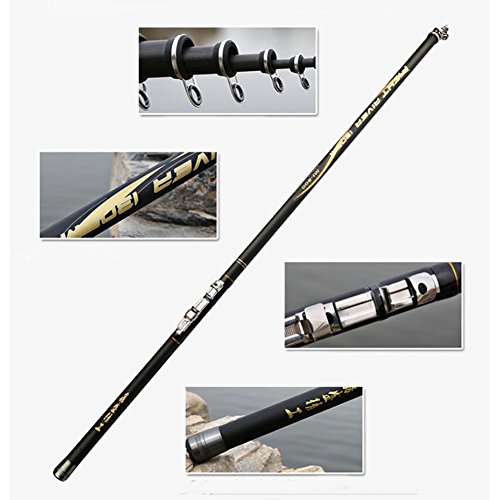 LZH FISHING GEAR Canne à pêche Longues Sections 8-11 M Fibre de Carbone Super Difficile Tige télescopique pour Gros Poisson Mer (9 m) Cover