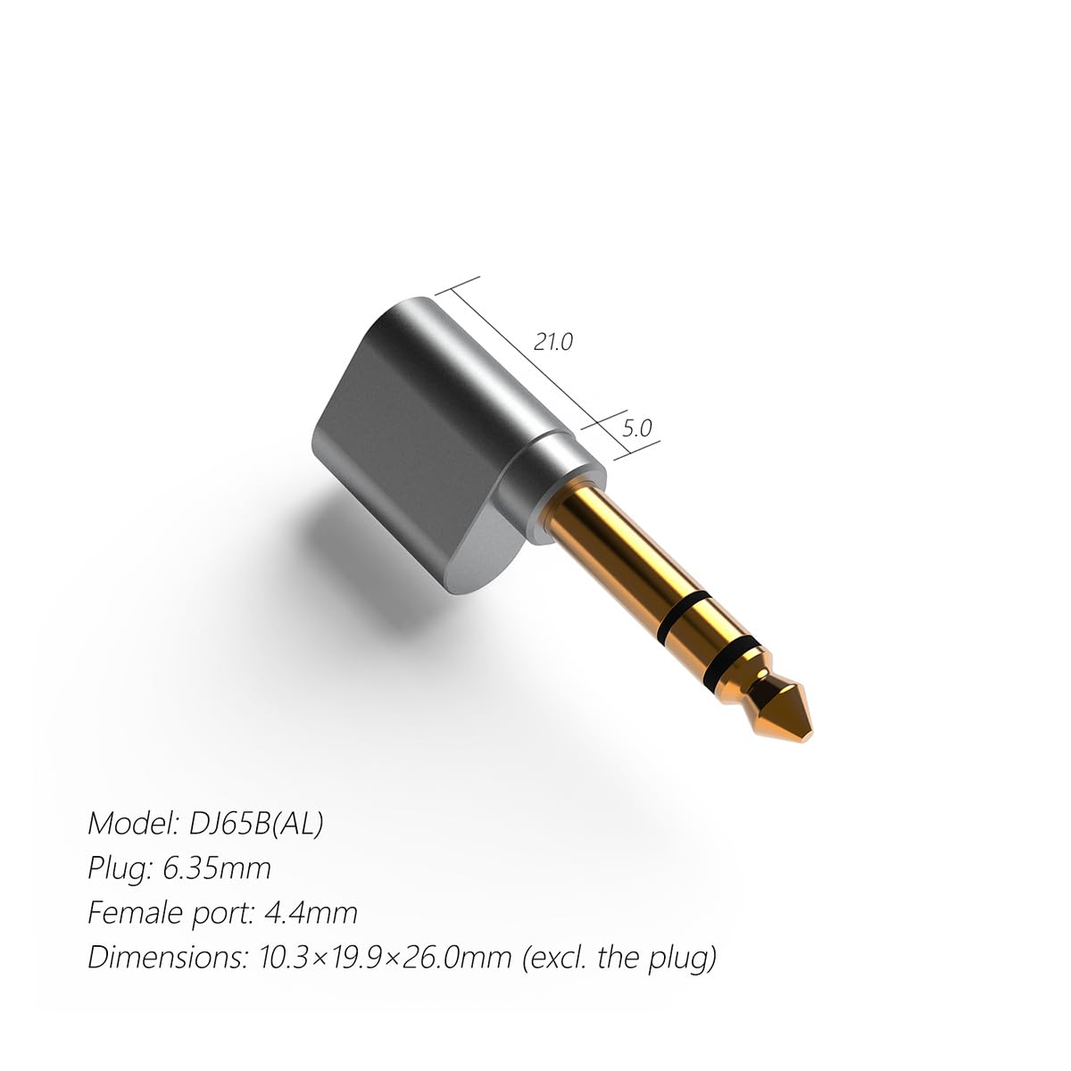 DD ddHiFi DJ65B (AL) Adaptador de conector de auriculares macho de 6,35 mm a hembra de 4,4 mm, convertidor de audio para auriculares/auriculares