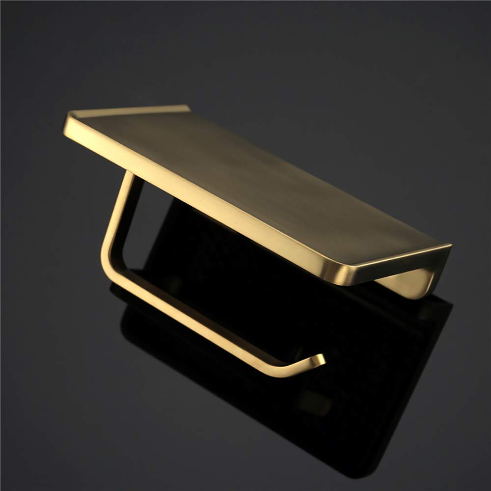 Portarrollos para Papel Higiénico de Pared con Teléfono Estante Aleación de Zinc Porta Rollos de Papel Higienico, Portarrollos Baño para Cocina y Baño, Oro Cepillado