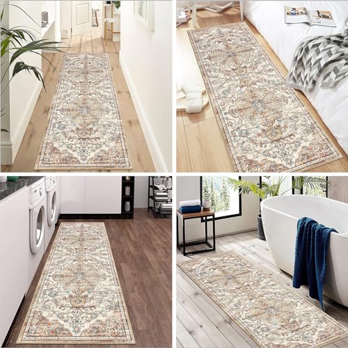 Pauwer Boho Hallway Runner Rug 2x6 Washable Entryway Area Rugs Non Slip Farmhouse Vintage Floor Mat Carpet Runner for Hallways Laundry Room Kitchen Bathroom Bedroom