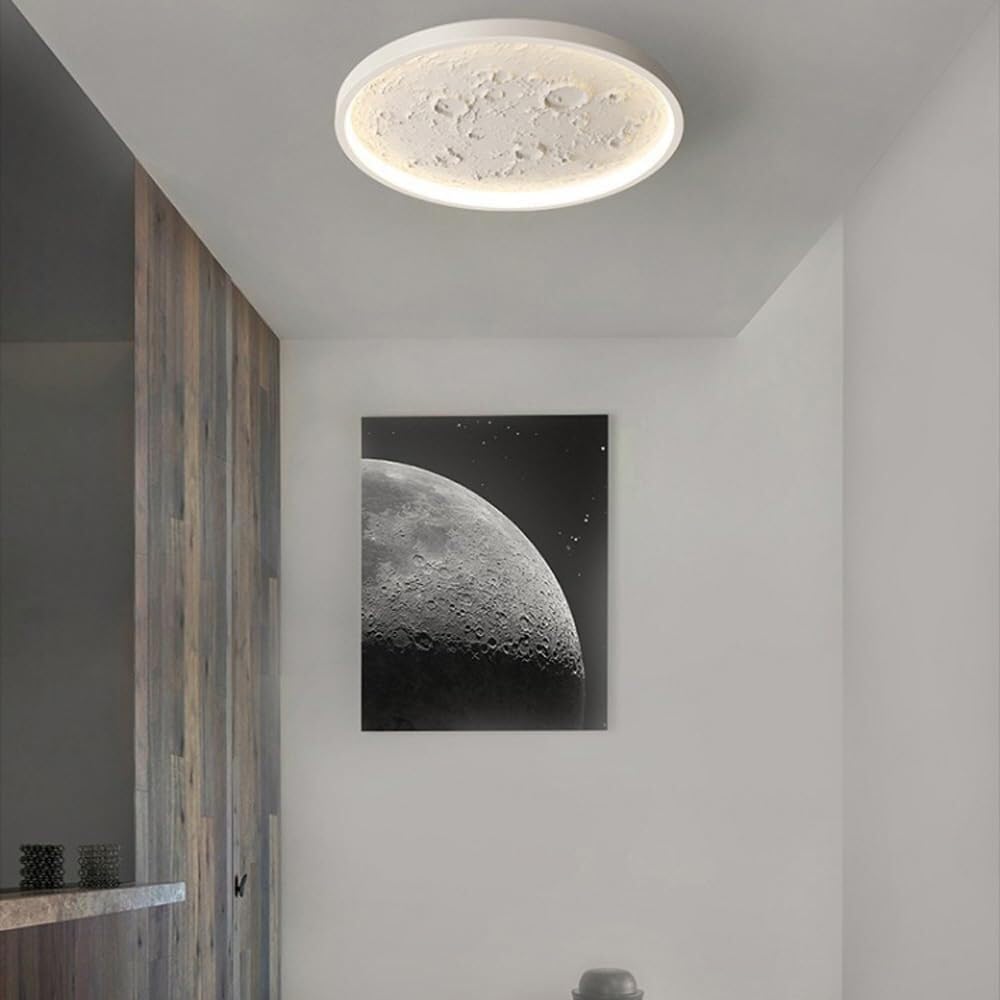 Moderne Mond-Wandleuchte, runde Wandlampe, zeitgenössisches kreatives Nachtlicht-Dekor, dreifarbige dimmbare Deckenleuchte for Schlafzimmer, Kinderzimmer, Wohnzimmer, Flur(Zwart,Diameter 24CM)