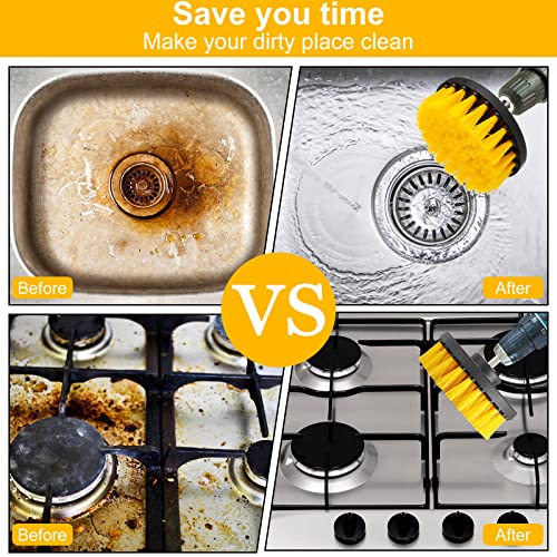 Drill Brush Attachment Power Scrubber Cleaning Kit Multi Purpose Drill Brush Set Drill Scrubber Brush Kit Cleaning Brushes For Drill Bathroom Surfaces Tub Grout Shower Kitchen (Yellow, 12 Pcs) #TOP5