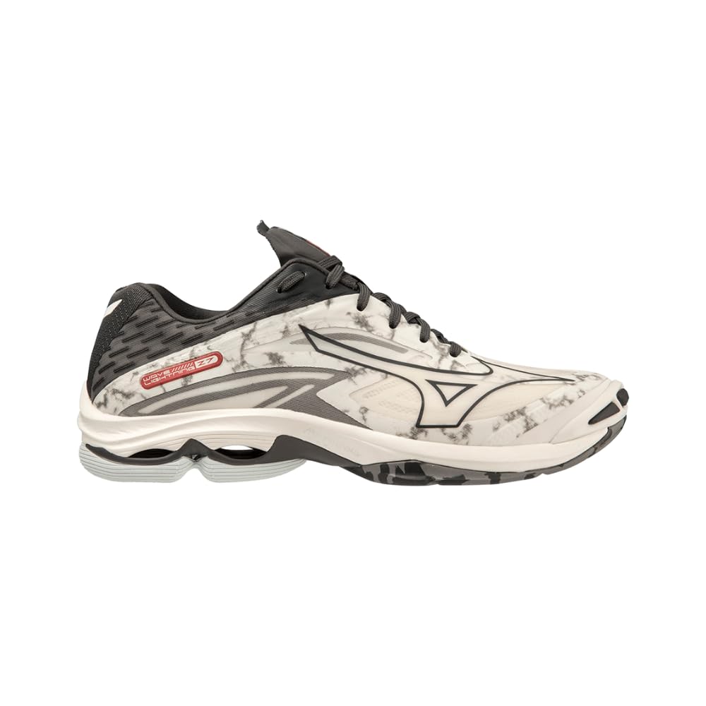 Mizuno Wave Lightning Z7 Volleyball Shoes for Men & Woman Ideal for Indoor Games (Badminton, Tennis, Volleyball, Squash, Handball) Volleyball Shoes Show White + Black Oyster + Ketchup