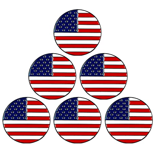 Amy Sport Golf Ball Markers for Men Women 10 Pack Assorted Patterns fits All Magnetic Golf Tools Alloy Mark (6 Pcs USA Flag)