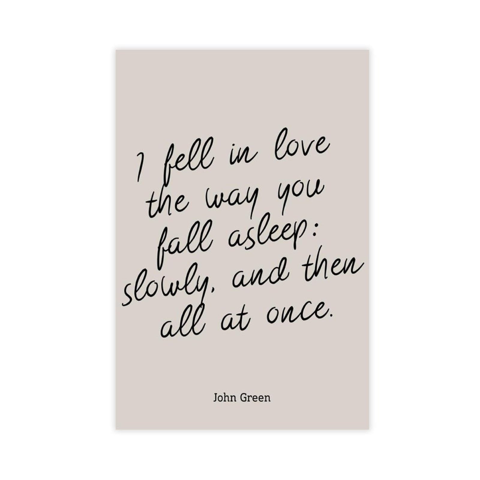 Mnyuein I Fell in Love The Way You Fall Asleep Poster Quotes Canvas Poster Bedroom Decor Sports Landscape Office Room Decor Gift Unframed Print 20" L X 30" W