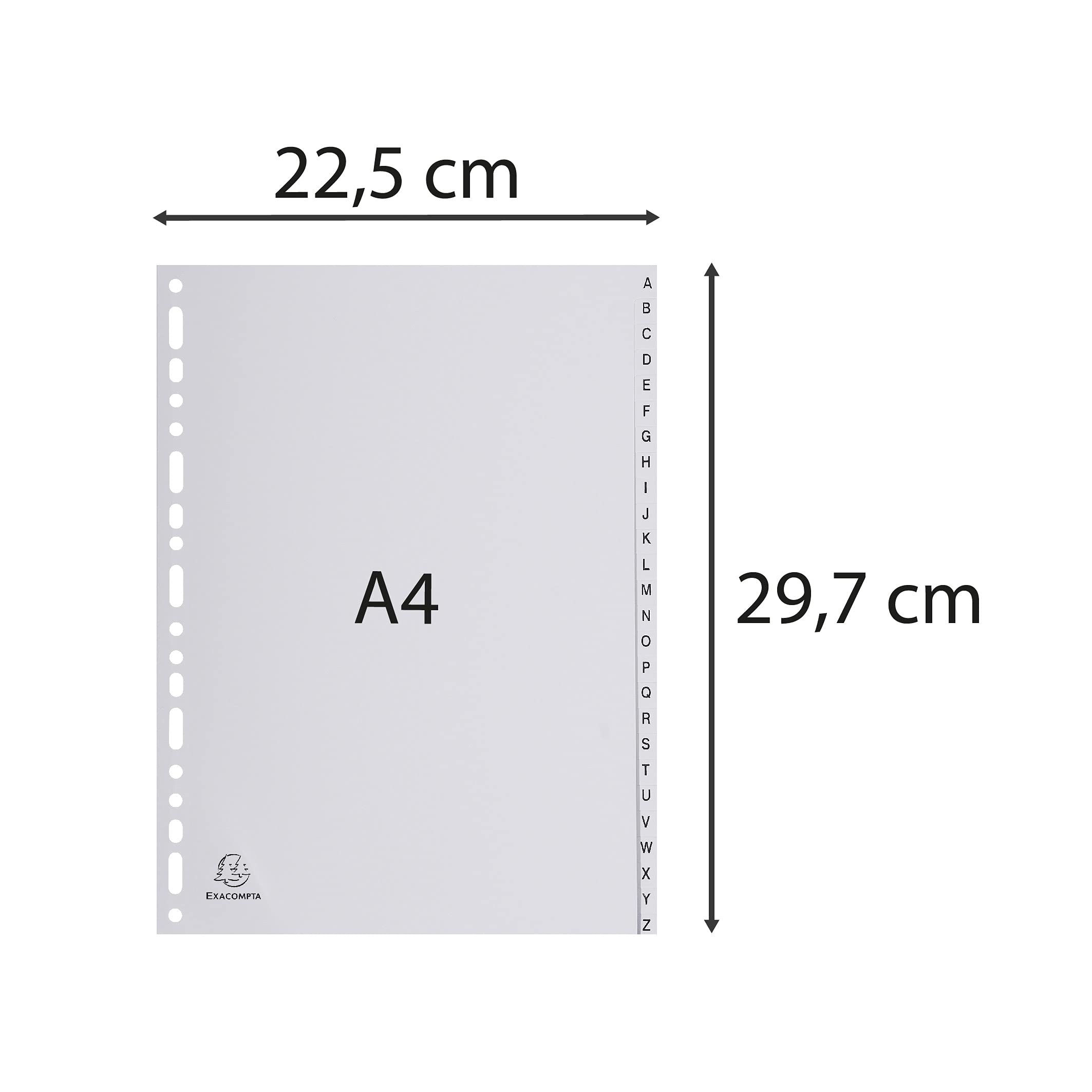 Exacompta Divisorio grigio polipropilene riciclato 26 tasti alfabetici A-Z A4 22,5x29,7cm Ange Bleu