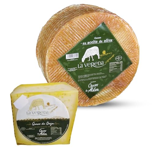 QUESOS LA ALDEA | Queso Artesano de Oveja Curado en Aceite de Oliva 0.75 kg | Queso Curado en Oliva | Cesta de Quesos Gourmet Regalo | Lote de Quesos de Oveja | Perfecto para Regalo Gourmet de Quesos