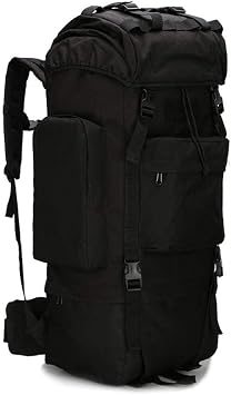 Hiking backpack 65L - Hiking backpack with waterproof rain shield - suitable for hiking, travel and camping, black