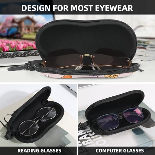 Image of Sunglasses Soft Case, Cute Ultra Light Portable Neoprene Zipper Eyeglass Glasses Case with Belt Clip for Men Women